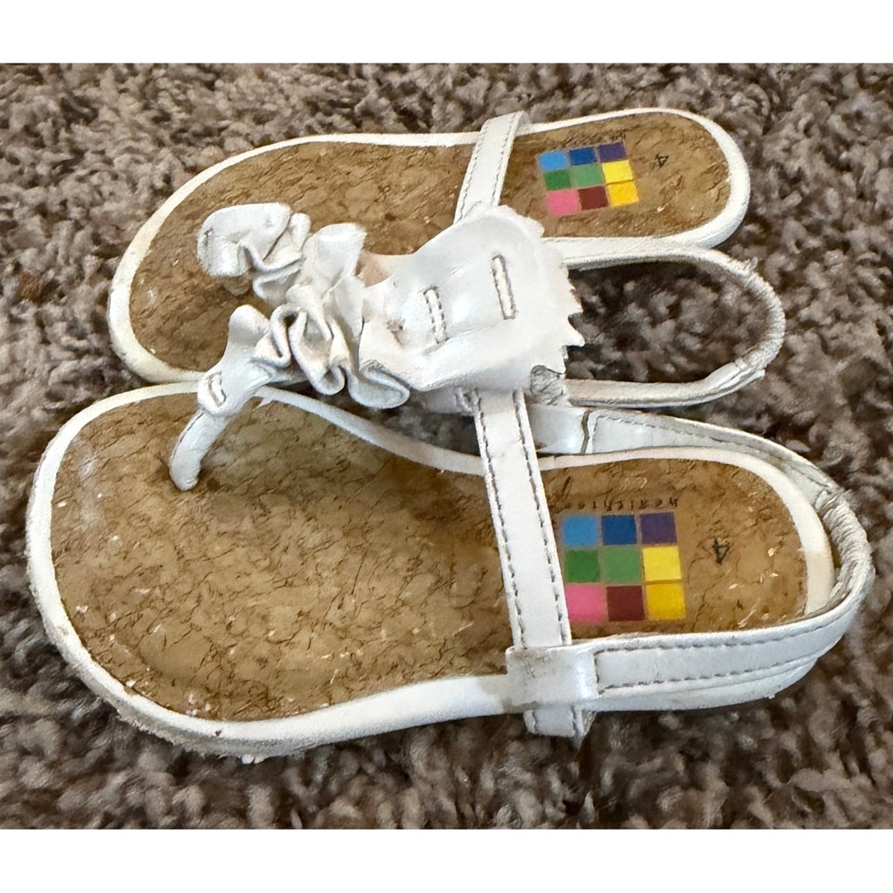 Healthtex Toddler Girl White Ruffled Sandal Size 4